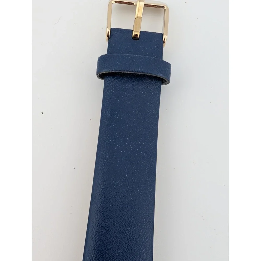 Manhattan by Croton Watch Women 36mm Gold Case‎ Blue Band- New Battery